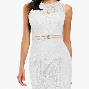 NEW Beautiful MSLG Ivory Lace Sleeveless Dress Sz L